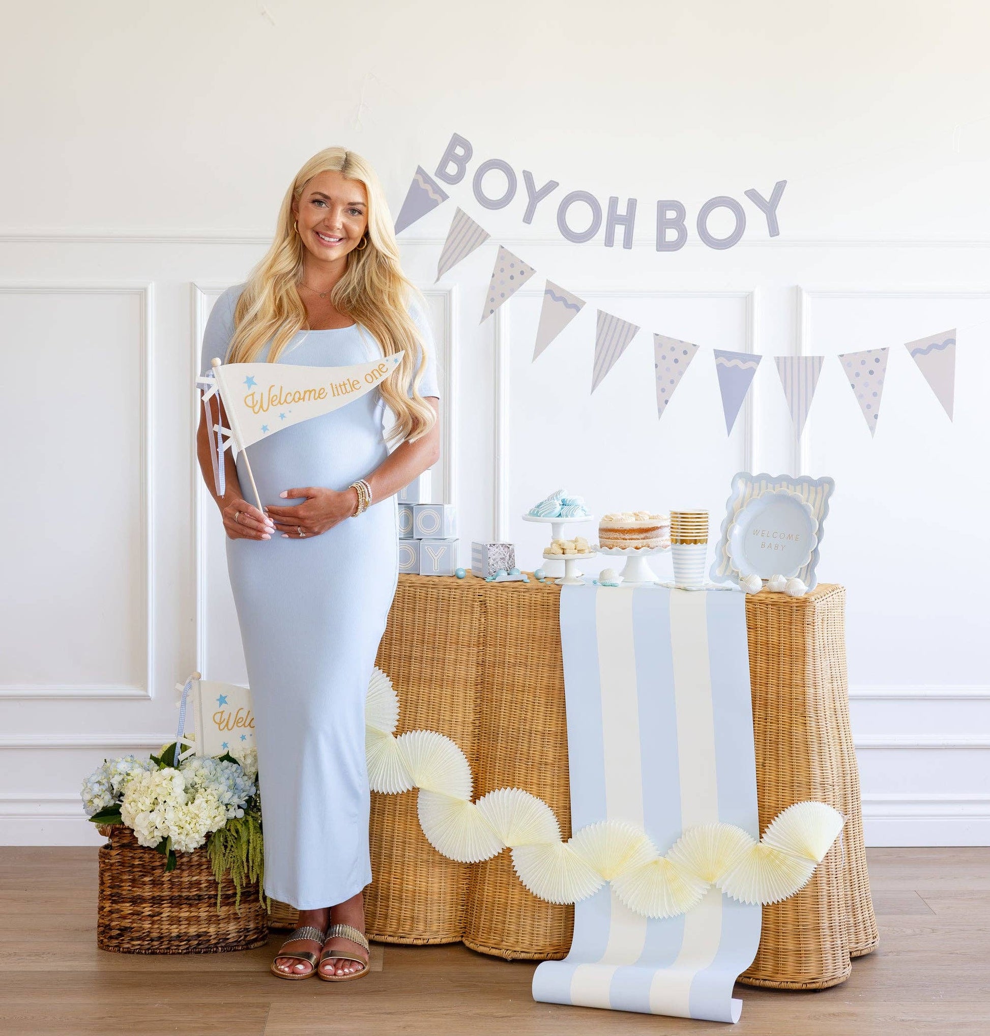 BAB1116 - Welcome Little One Blue Pennant - Persnickety Shop