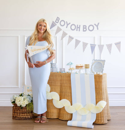 BAB1116 - Welcome Little One Blue Pennant - Persnickety Shop