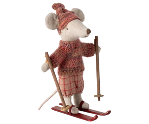 Maileg Winter mouse with ski set, Big sister -  Rose