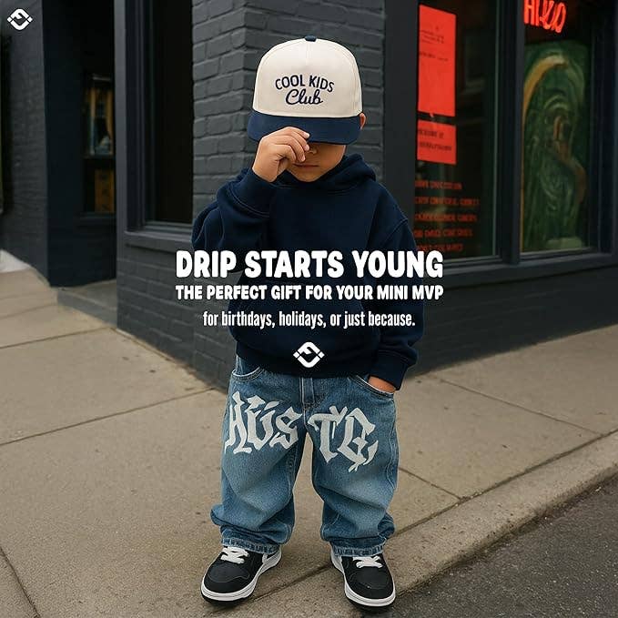 Kids/Baby Two Tone Vintage Cap - Cool Kids Club (Navy/Beige): Toddler (12-24 Months)