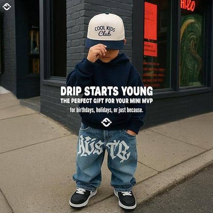 Kids/Baby Two Tone Vintage Cap - Cool Kids Club (Navy/Beige): Toddler (12-24 Months)