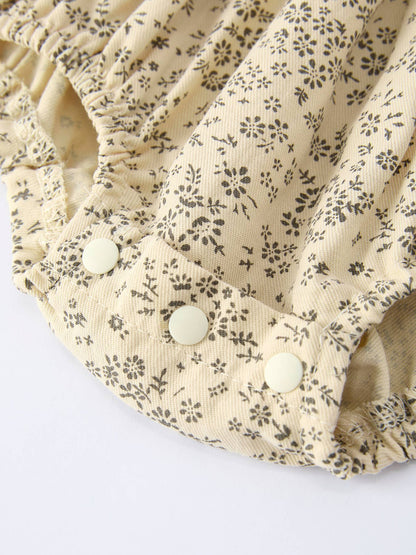 Apricot Lace Collar Baby Romper Girl's Floral Dress: 6M - Persnickety Shop