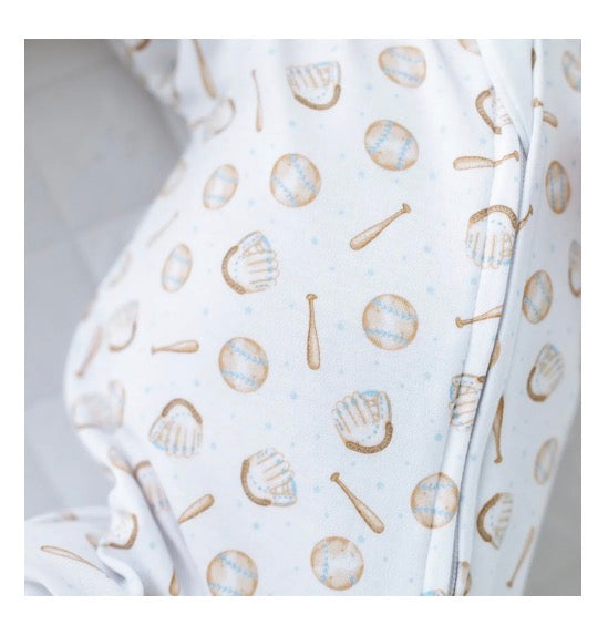 MAGNOLIA BABY Precious Lil' Sluggers Print Zip Footie - Light Blue - Persnickety Shop