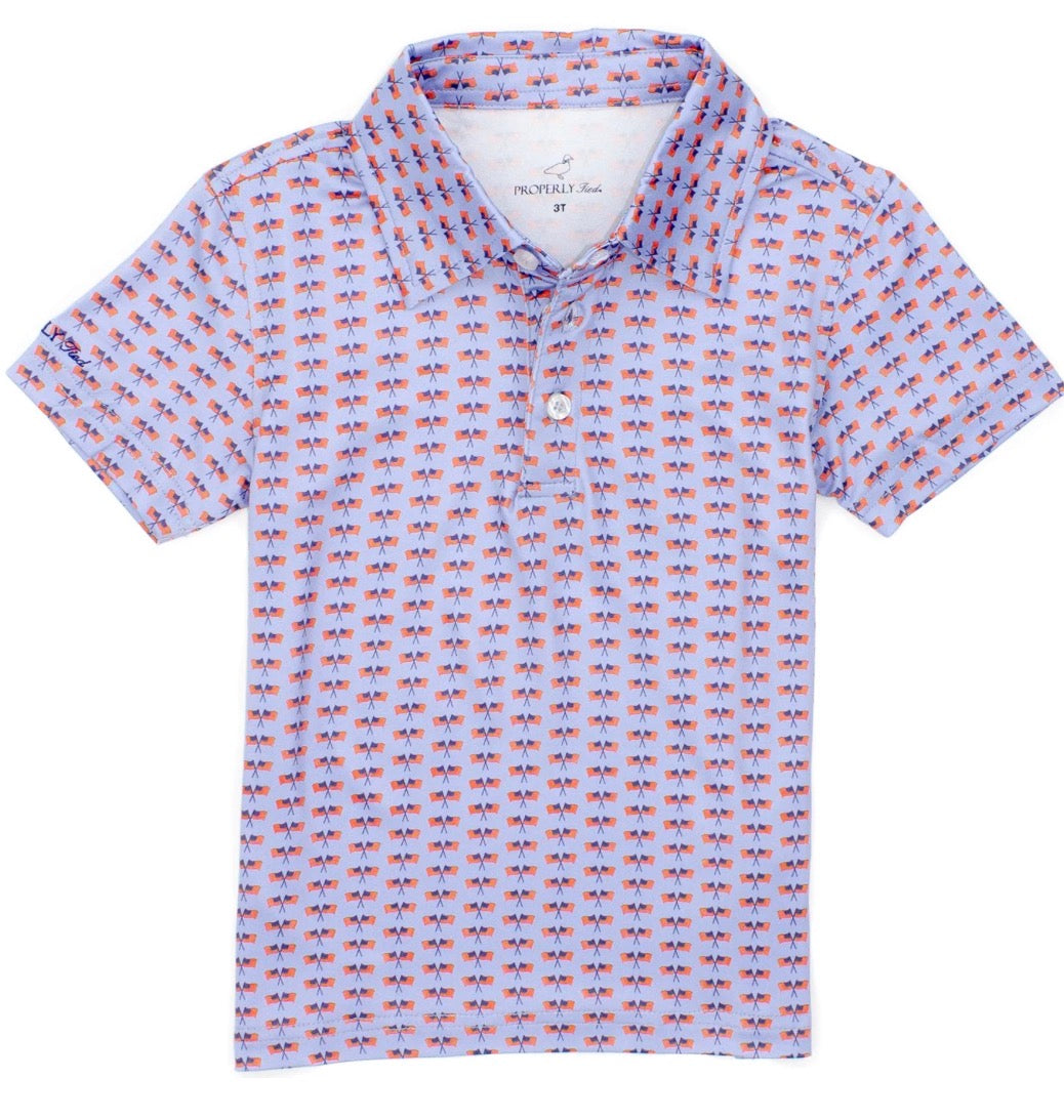 Properly Tied Boys Inlet Polo Freedom Flag - Persnickety Shop