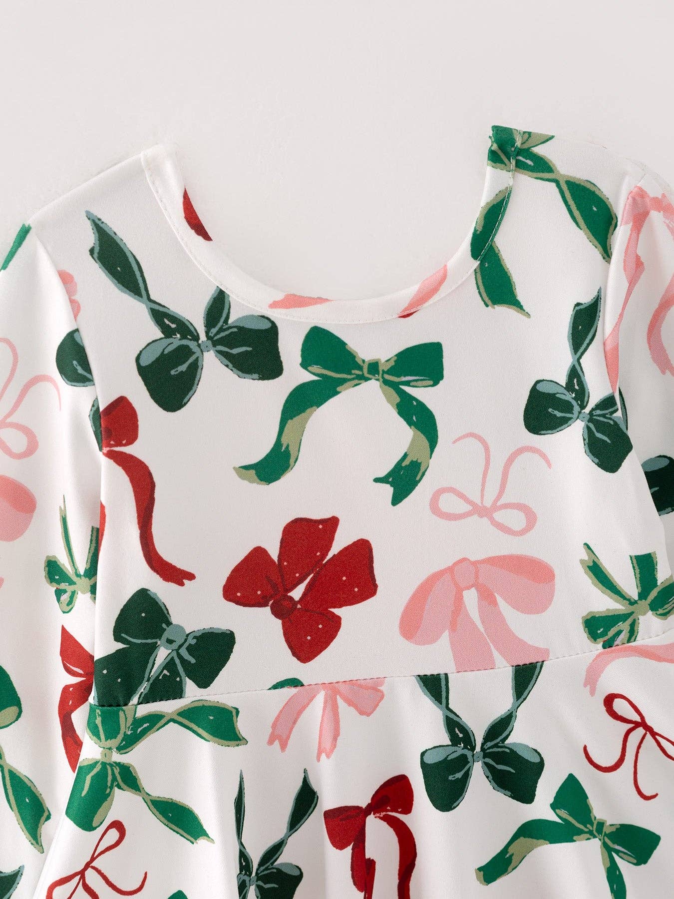 Girls Christmas Bow Print Dress: 2 - Persnickety Shop