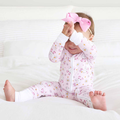 Silly Goose Convertible Zip Romper | Pink: 6-12 months - Persnickety Shop