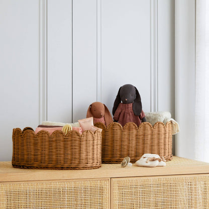 BELLE Scalloped Basket Set Mocca
