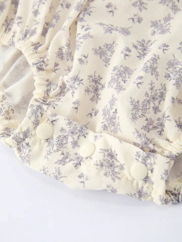 Spring Fall Purple Floral Long-Sleeved Romper: 24M - Persnickety Shop