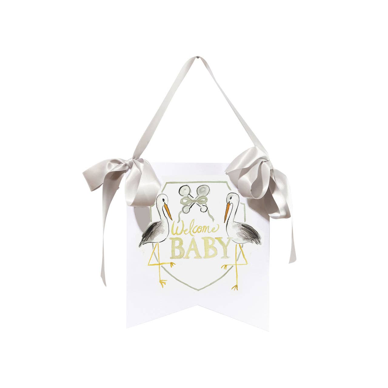 "Welcome Baby" Stork Hanger: Pink - Persnickety Shop