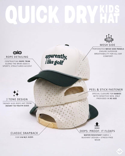 Kid's Golf Hat - Apparently, I Like Golf - Green/Beige: Small