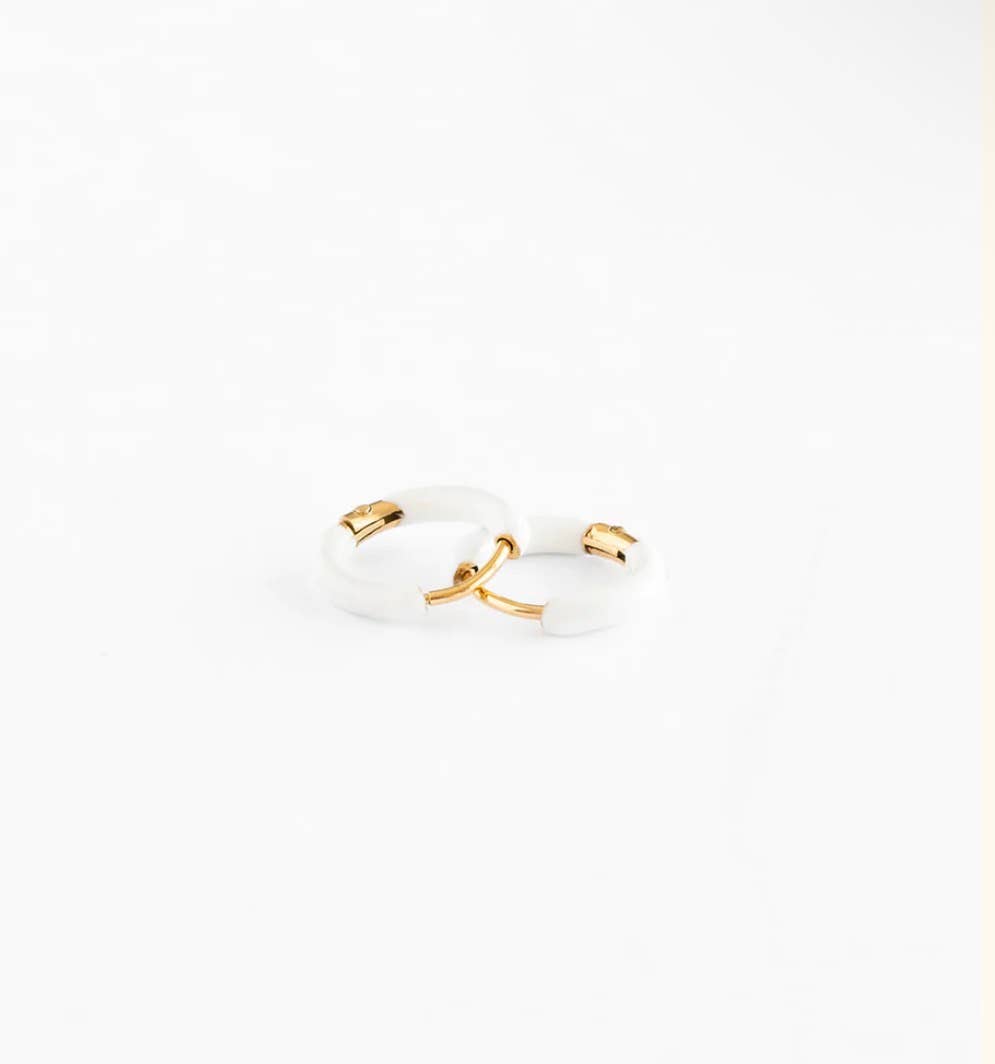 Enamel Hoop Earrings - Hypoallergenic, Flat Back, Girl Gift: Pink