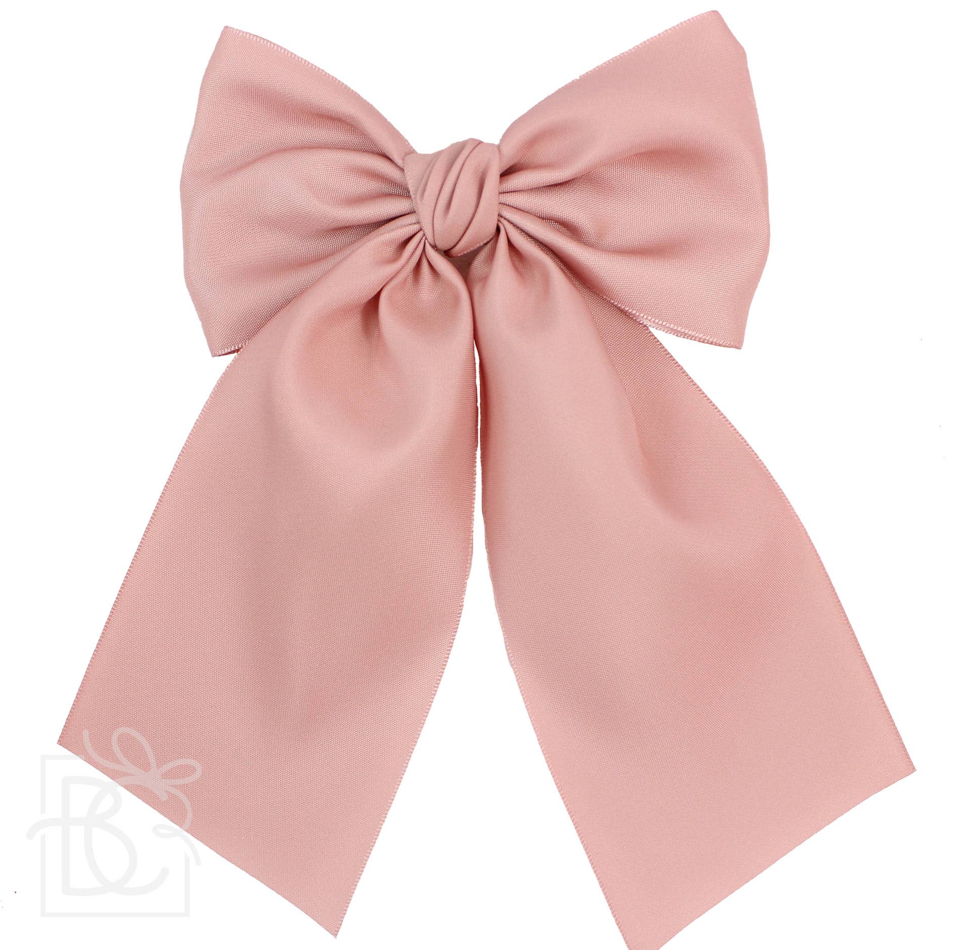 OPAQUE SATIN BOW W/ EURO KNOT & TAILS ON ALLIGATOR CLIPS: Powder Pink / 4.5" Large - Persnickety Shop