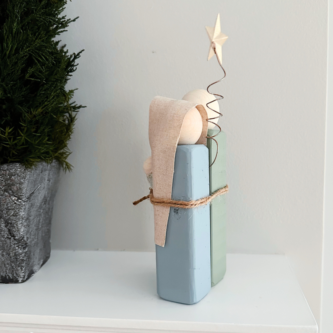 Simple Wooden Nativity Set | Hand-painted | Gift Wrapped: Gray & White - Persnickety Shop