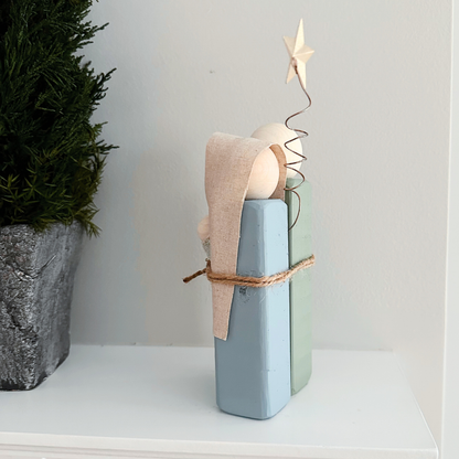 Simple Wooden Nativity Set | Hand-painted | Gift Wrapped: Gray & White - Persnickety Shop