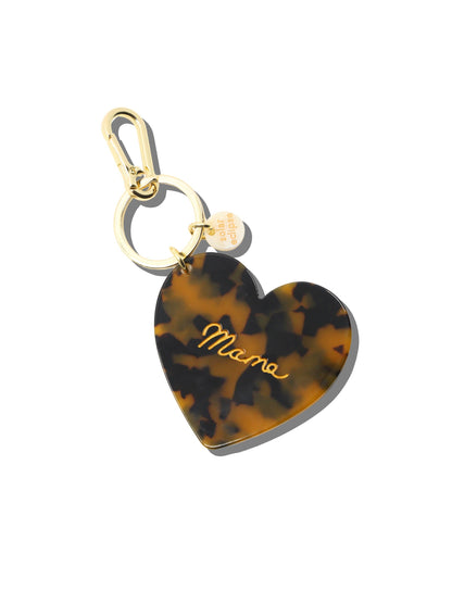 Hand-Painted Mama Heart Acetate Bag Charm + Keychain | Eco-Friendly: Baby Blue