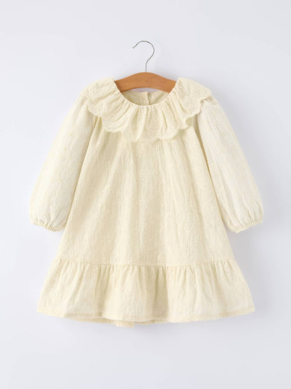 Long-Sleeved Embroidered Baby Doll Collar Dress: 2 / Dress - Persnickety Shop