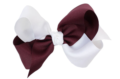 COLLEGIATE CRISSCROSS BOWS: WHITE/ CRANBERRY / 6.5" JUMBO