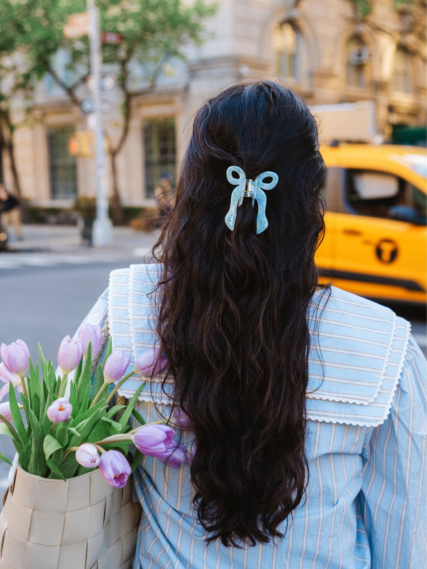 Hand-painted Coquette Bow Claw Hair Clip | Eco-Friendly: White