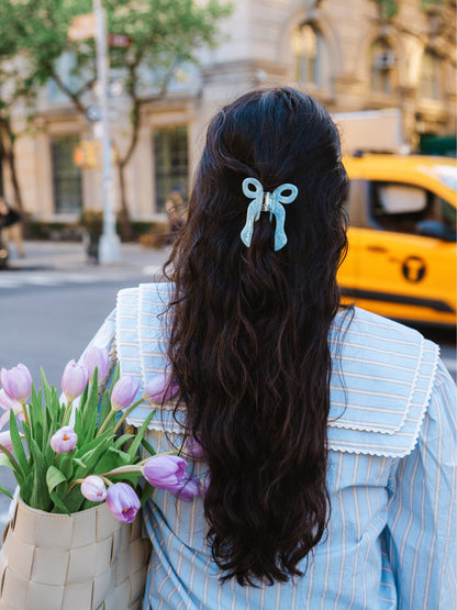 Hand-painted Coquette Bow Claw Hair Clip | Eco-Friendly: White