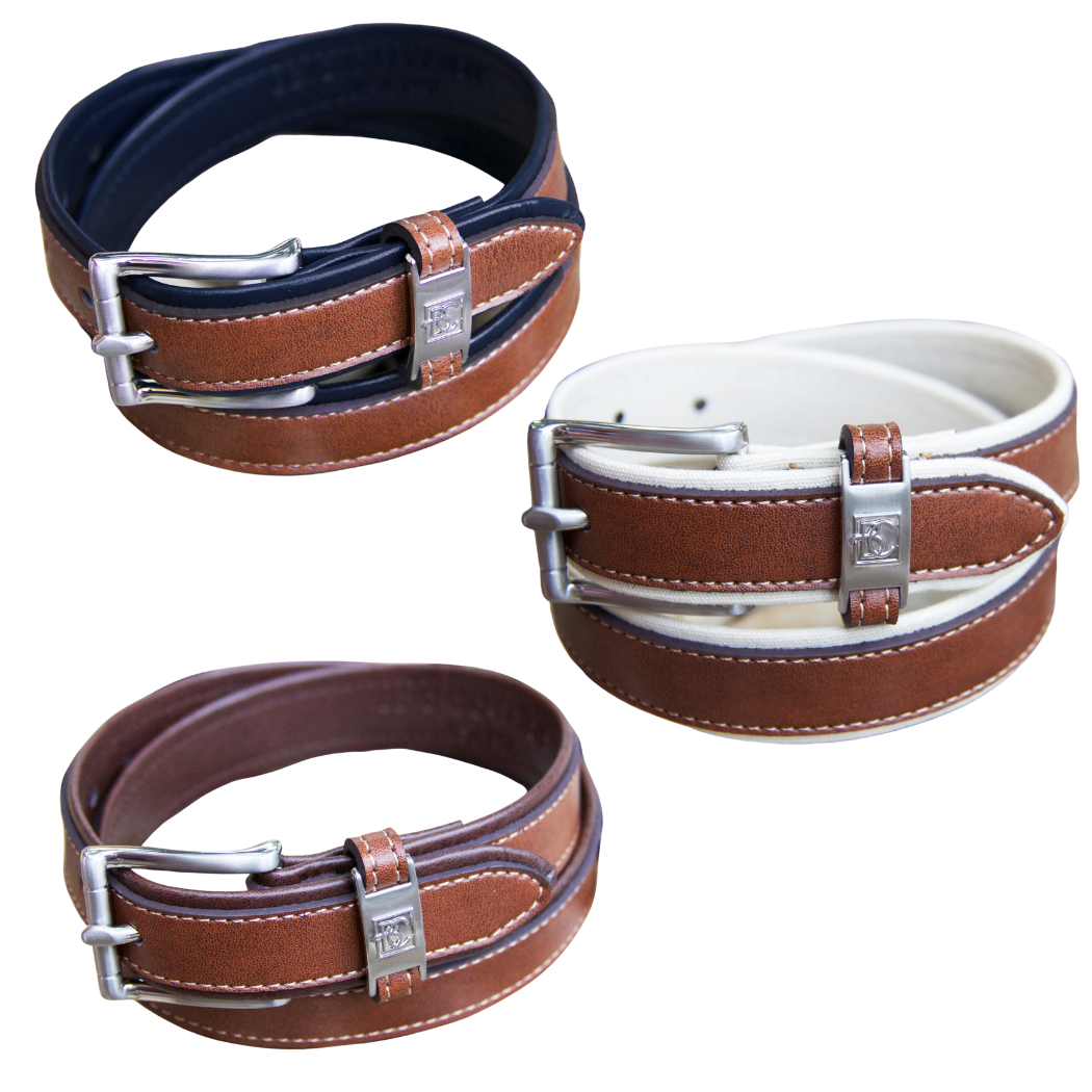 DOUBLE LEATHER BELT: Brown/Light Brown / 20" (3-4 Years) - Persnickety Shop