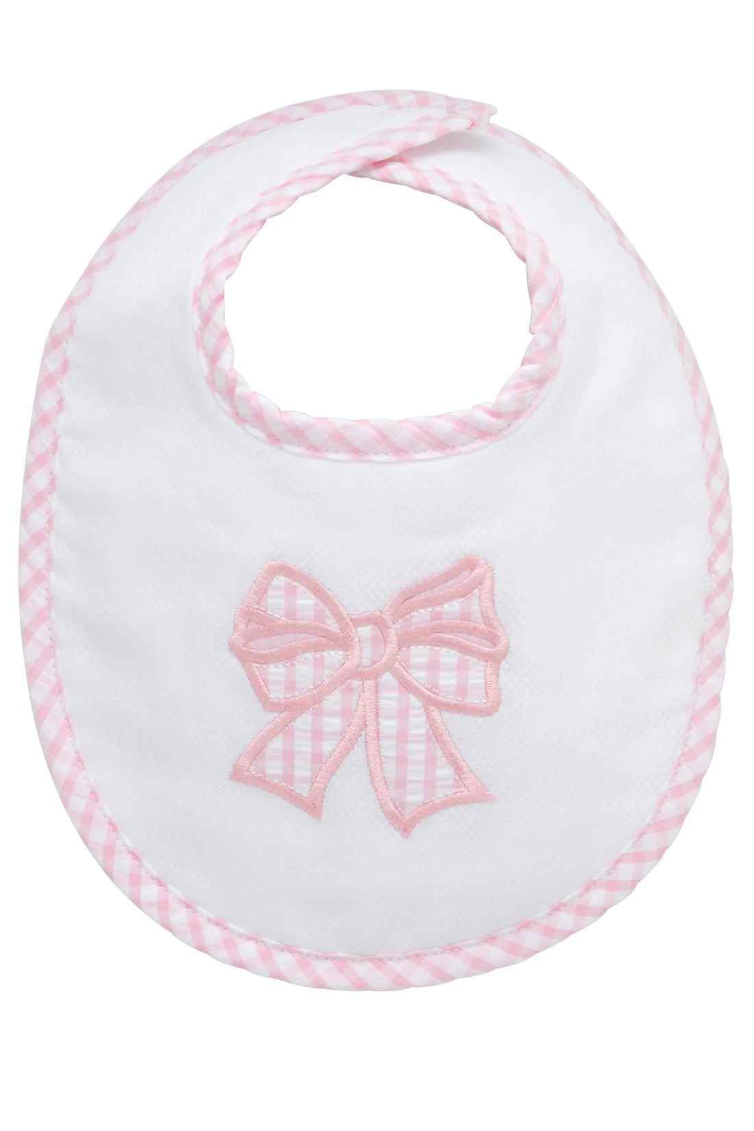 Bow Applique Basic Bib Pink 3 Marthas