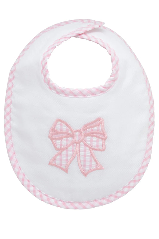 Bow Applique Basic Bib Pink 3 Marthas