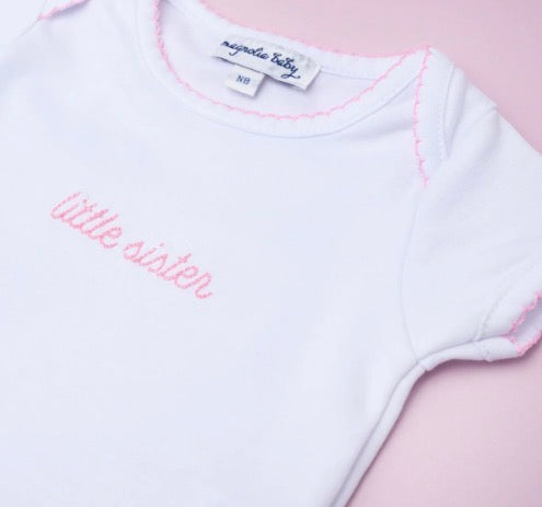 Little Sister Embroidered Short Sleeve Bodysuit - Persnickety Shop