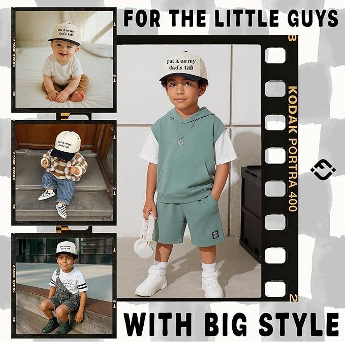 Kid/Baby 2-Tone Cap: Put It on My Dad's Tab (Black/Beige): Toddler (12-24 Months)