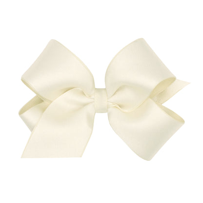 Wee Ones King Crepe Satin with Grosgrain Underlay Hair Bow Antique White - Persnickety Shop