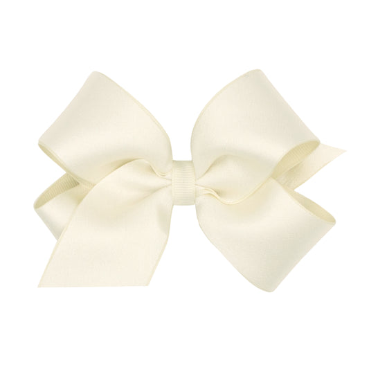 Wee Ones King Crepe Satin with Grosgrain Underlay Hair Bow Antique White - Persnickety Shop