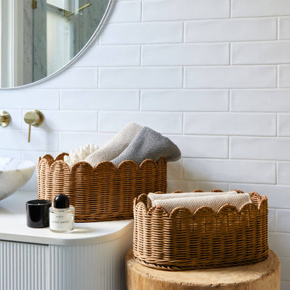 BELLE Scalloped Basket Set Mocca