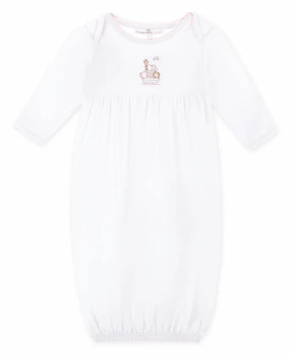 Magnolia Baby Noah's Ark Hand-Embroidered Gathered Gown - Pink - Persnickety Shop