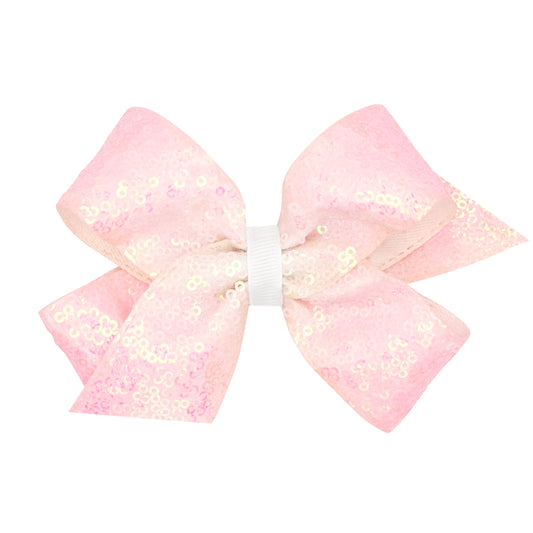 Wee Ones King Pink Ombre Sequins Hair Bow - Persnickety Shop