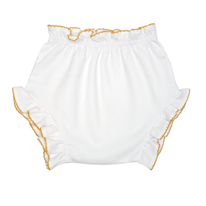 Marcela Ruffled Edge Bloomers: White with Red Trim / 3-6 Months - Persnickety Shop