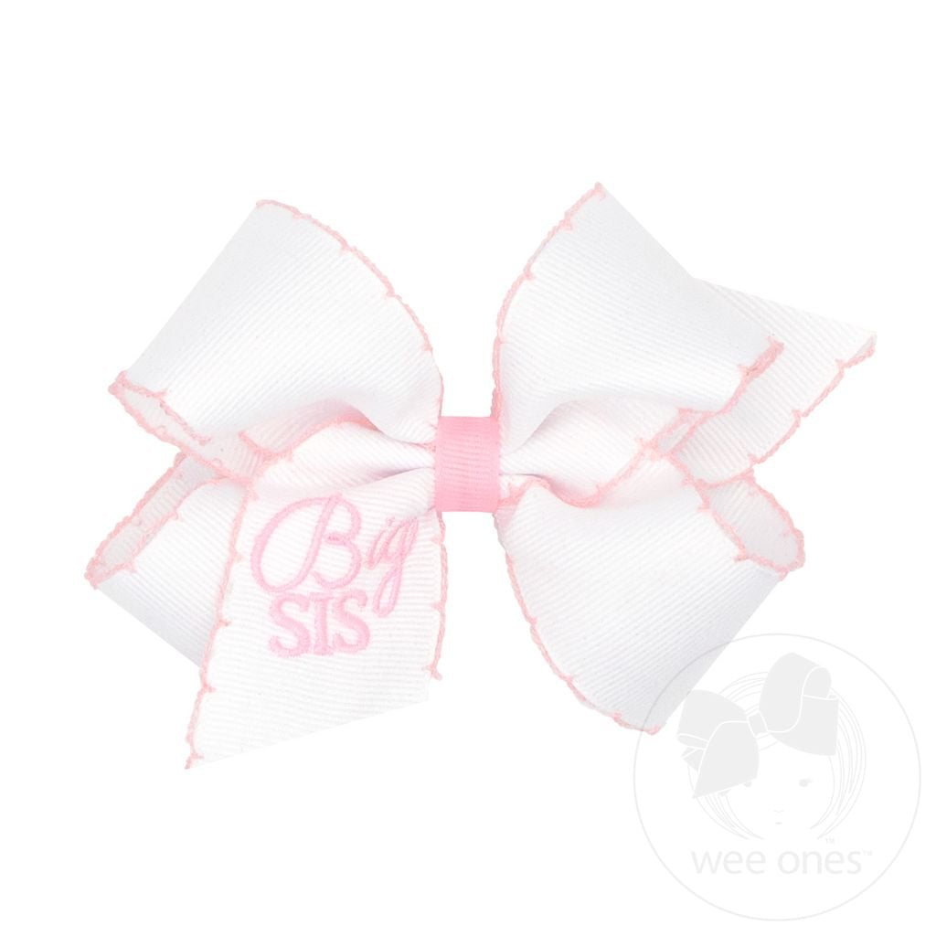 Wee Ones Embroidered Grosgrain Hair Bow - Persnickety Shop