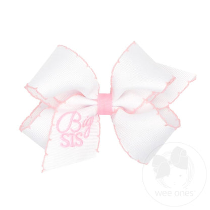Wee Ones Embroidered Grosgrain Hair Bow - Persnickety Shop