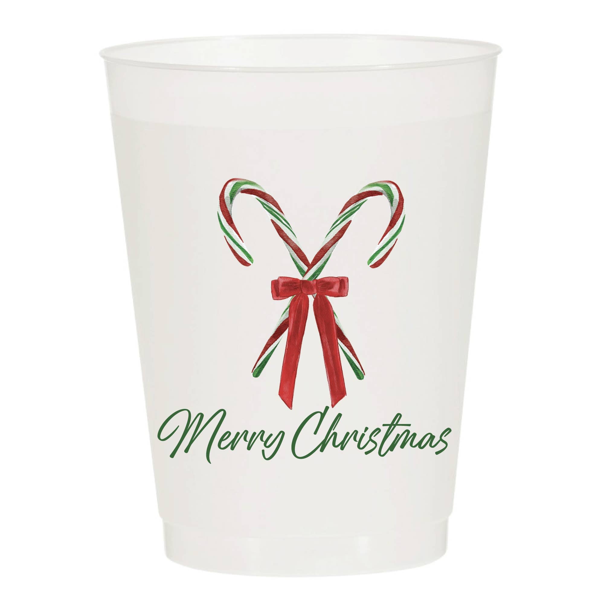 Candy Cane Merry Christmas Frosted Cup - Christmas: Pack of 6 - Persnickety Shop