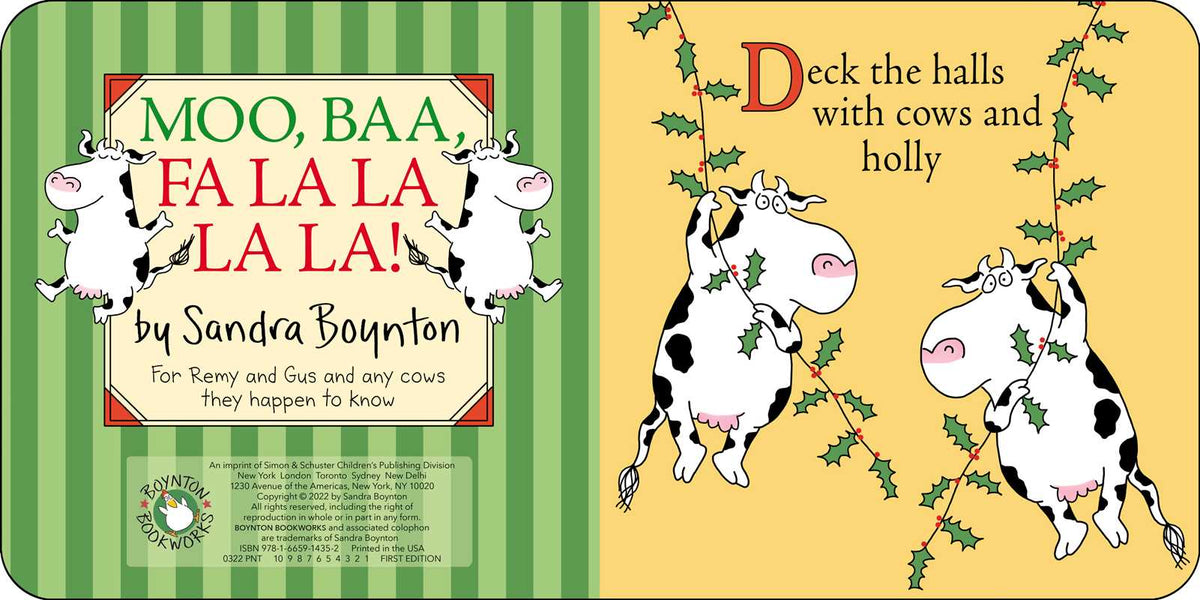 Moo, Baa, Fa La La La La! by Sandra Boynton: Board Books; 16 pages / English - Persnickety Shop