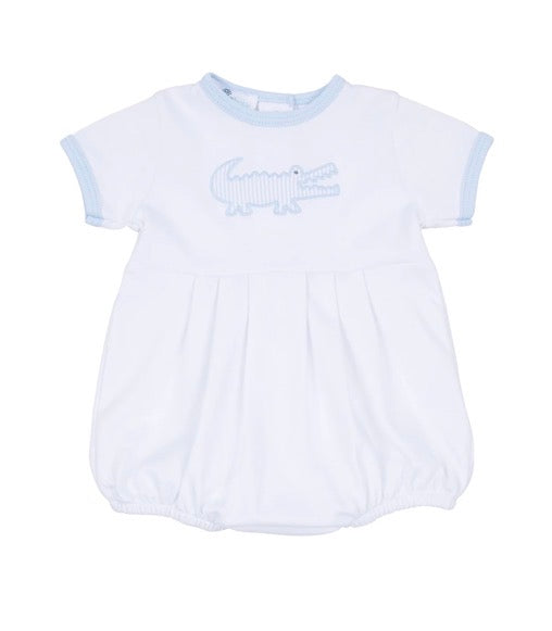 Magnolia Baby Gator Applique Collared Bubble - Light Blue - Persnickety Shop