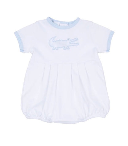 Magnolia Baby Gator Applique Collared Bubble - Light Blue - Persnickety Shop