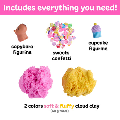 Sensory Mini Play Kit Jar with Cloud Clay: Capybara Theme
