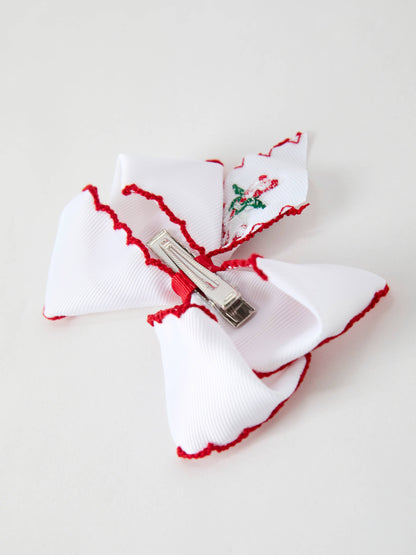 Christmas Candy Cane Embroidered Bow Hair Clip: ACG51038 - Persnickety Shop
