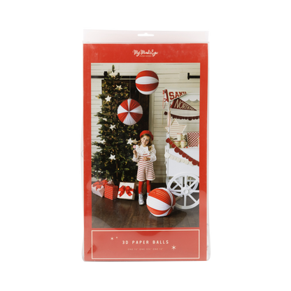 BEC1103 - Red and Cream Accordion Paper Lanterns - Persnickety Shop