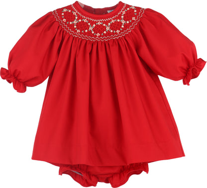 Luli & Me Classic Smock Bishop Set, Red