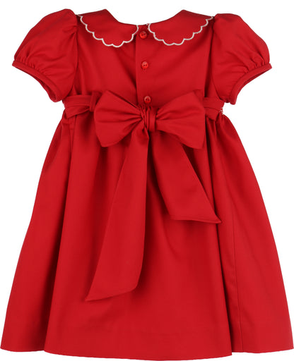 Luli & Me Classic Smock Dress, Red