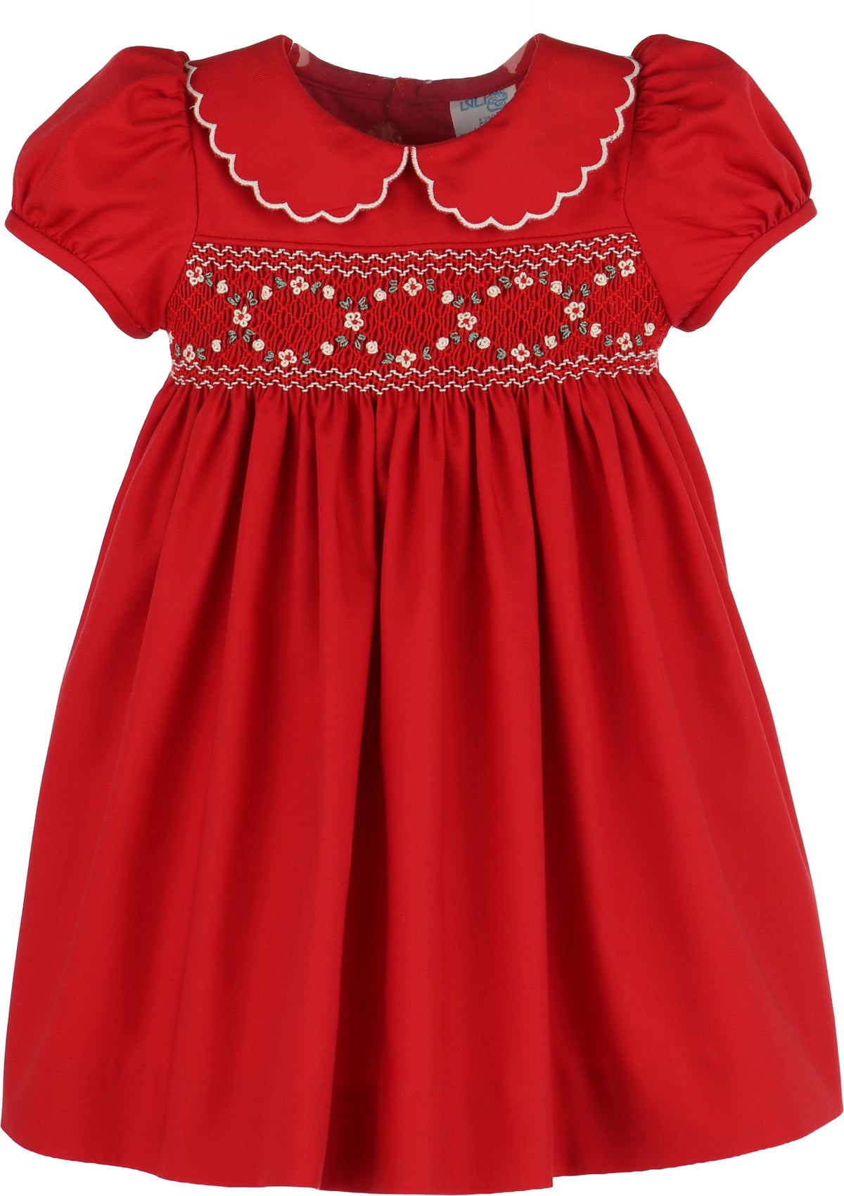 Luli & Me Classic Smock Dress, Red