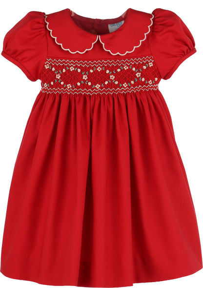 Luli & Me Classic Smock Dress, Red