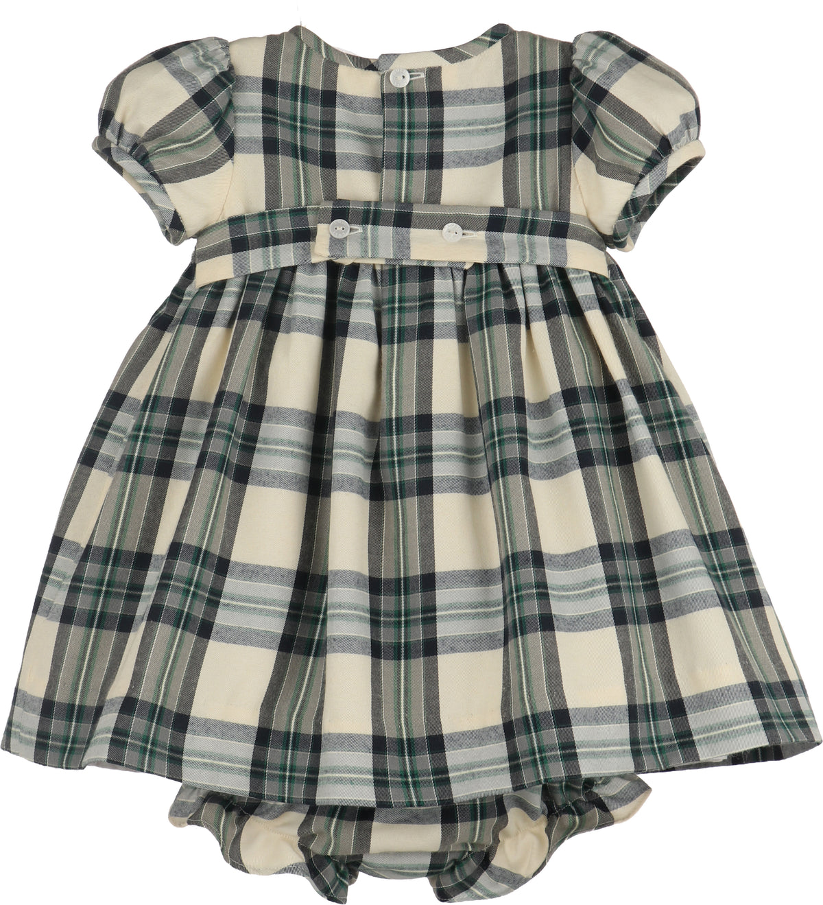 Luli & Me Tea Time Checks Smock Dress, Green