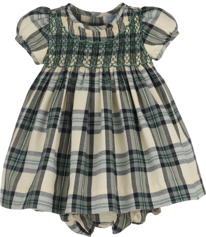 Luli & Me Tea Time Checks Smock Dress, Green