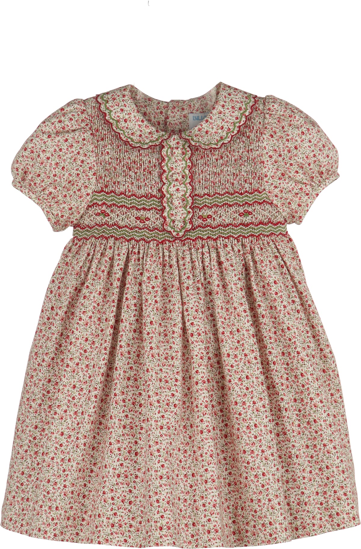 Luli & Me Mulberry Floral Smock Dress, Red